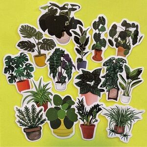 15pc House Plant Vinyl Stickers Botany Nature Fresh Theme Waterproof Crafts